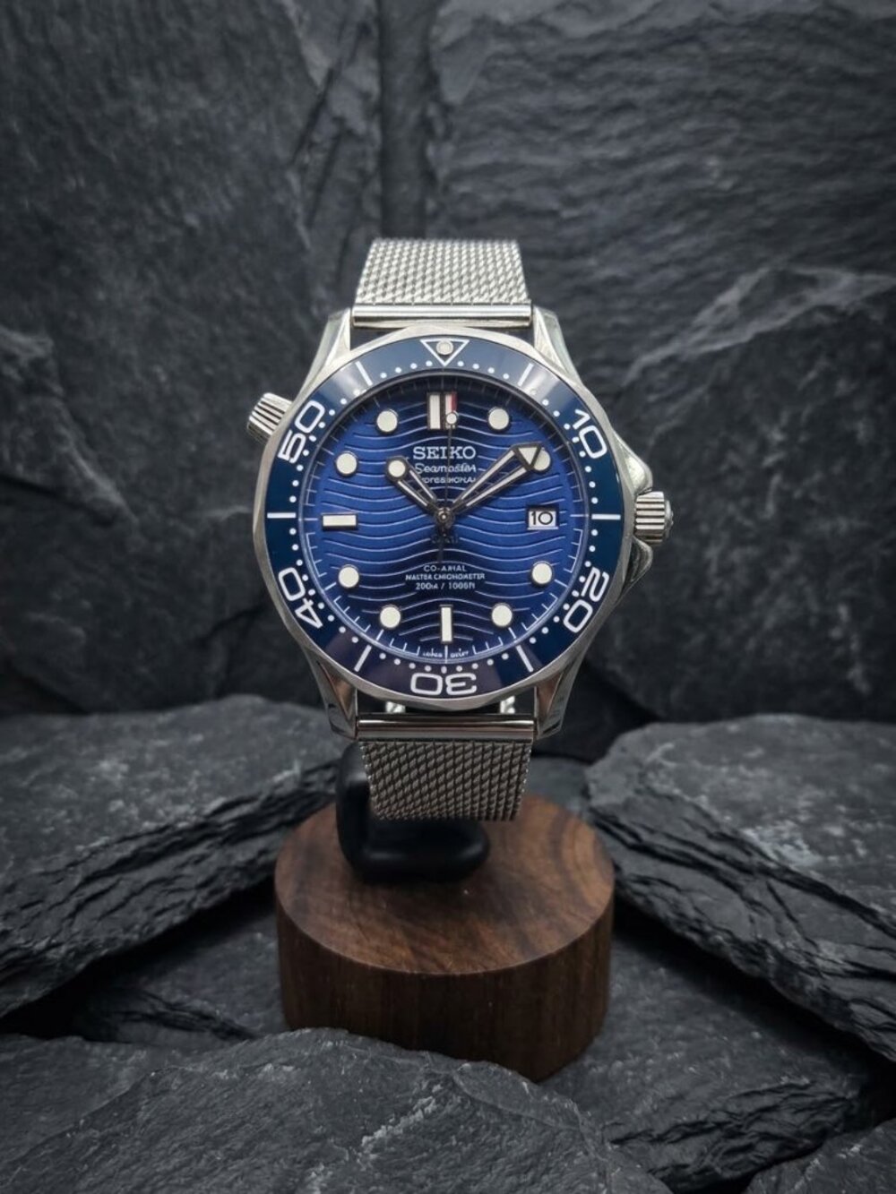 Custom 41mm Automatic Seiko Mod Watch Blue Seamaster NH35